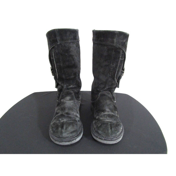 UGG Australia 5132 Cargo III Black Suede Sheepskin Lined Tall Boot Women Sz 6 - Picture 4 of 12